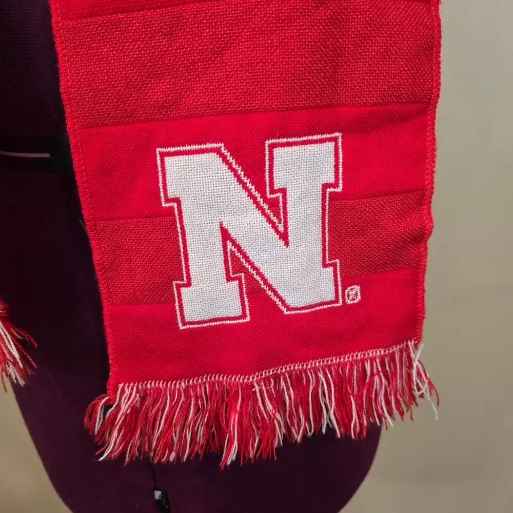 Nebraska Huskers Red & White Knit Scarf